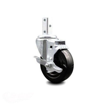 4 Inch Hard Rubber Wheel Swivel 7/8 Inch Square Stem Caster with Brake SCC